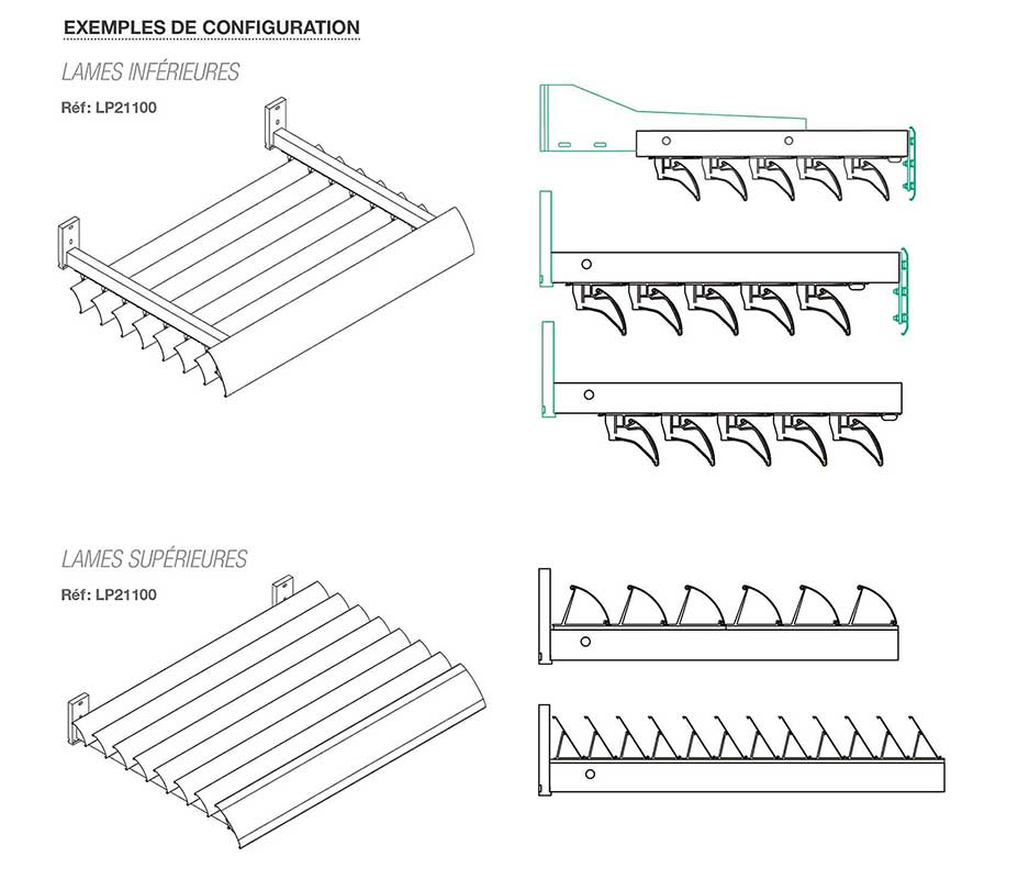 schéma-lames-brise-soleil-fixe-sunclip-renson-configurations