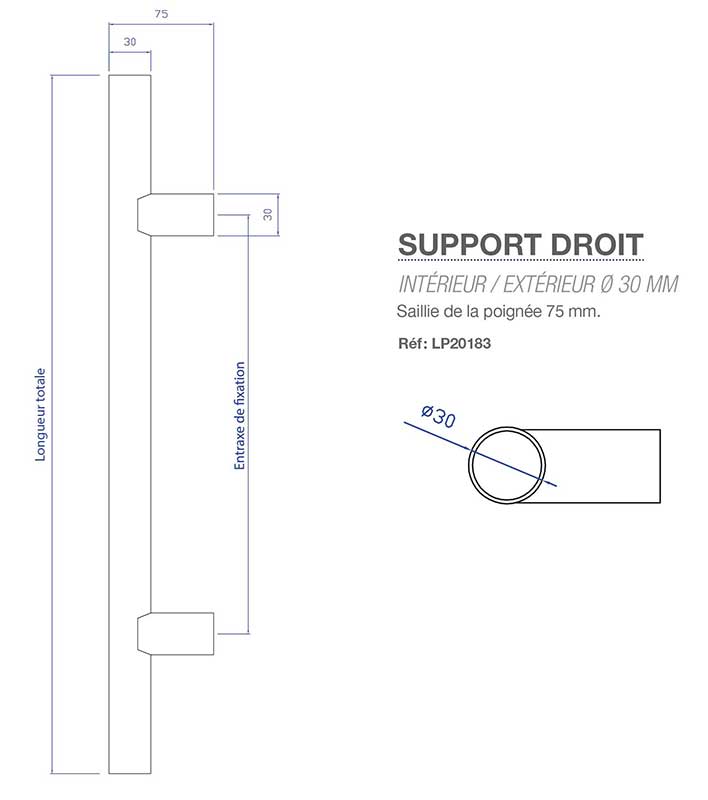 Support-droit-diam30mm