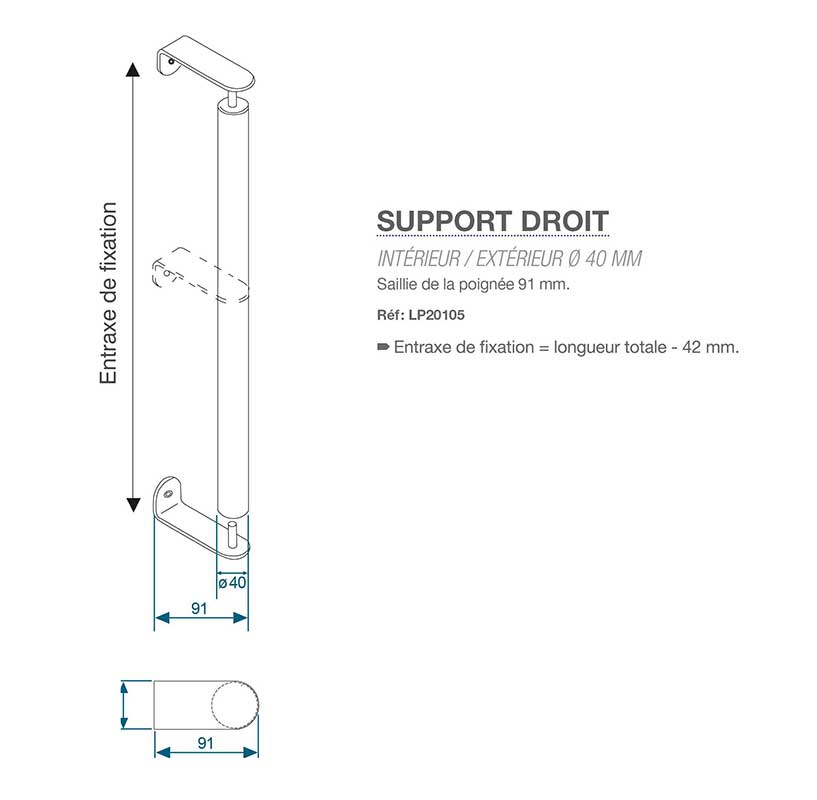 Support-droit-diam40mm