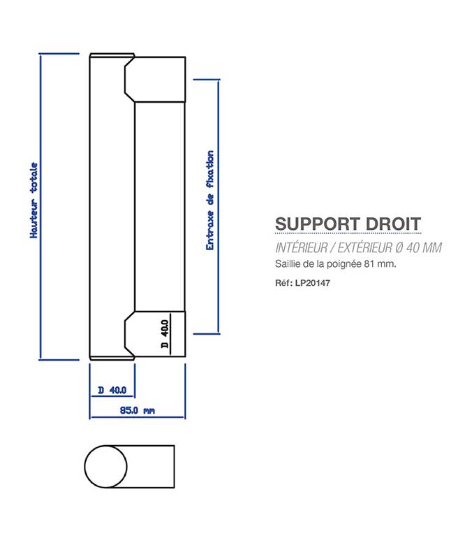 Support-droit-diam-40mm