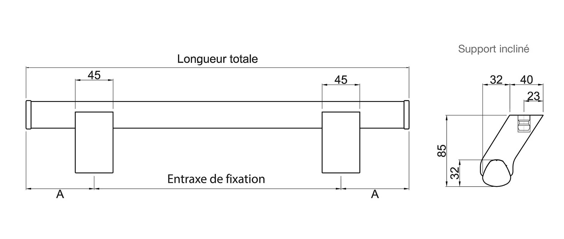 Support-incline-diam32mm