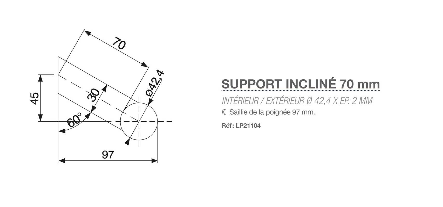 Support-incliné-Diam42,4-70mm